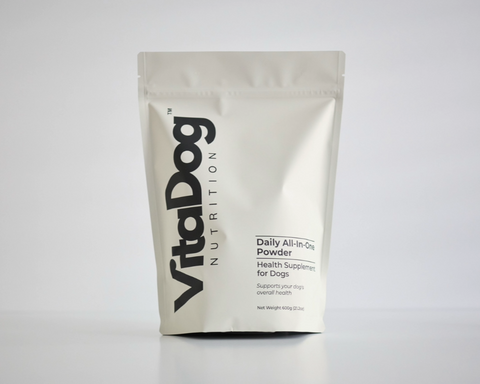 VitaDog Nutrition powder supplement packaging on a white background